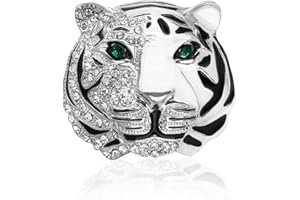 YOOESTORES82 Rhinestone Tiger Head Brooch Pins.Gold Silver Animal Lapel Pin,Charm Lion Coat Collar Brooch for Men Suit Pin