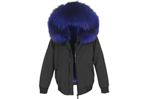 Women Waterproof Bomber Parka Real Fur Coat Winter Jacket Women Natural Raccoon Fox Fur Collar Hood Thick Outerwear