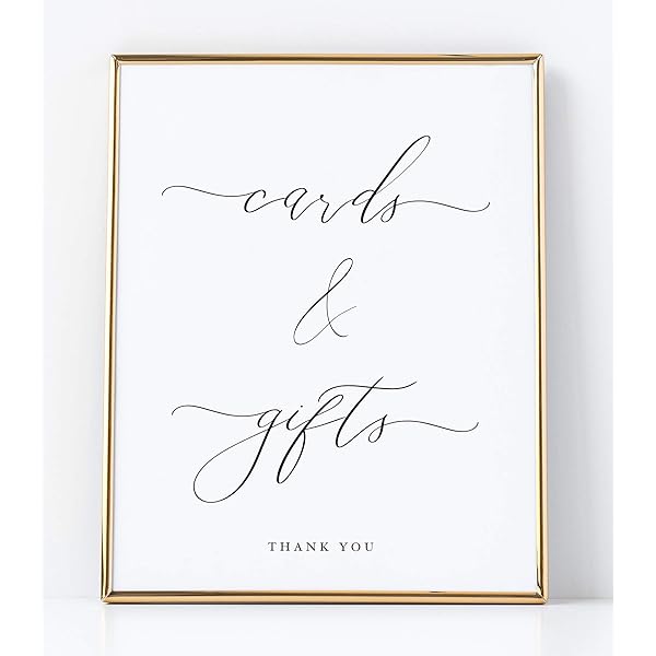 Wedding Gift Table Sign - 8x10 Inch Cards & Gifts Reception Sign With Calligraphy Design