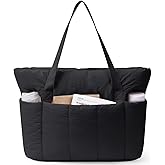 Narwey Puffer Tote Bag for Women Work with Laptop Compartment, Puffy Quilted Work Tote Bags for Travel Carry on Teacher Nurse