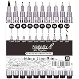 PANDAFLY Precision Micro-Line Pens, 10 Size Black Micro-Pen Fineliner Ink Pens, Waterproof Archival Ink Multiliner Pens for A