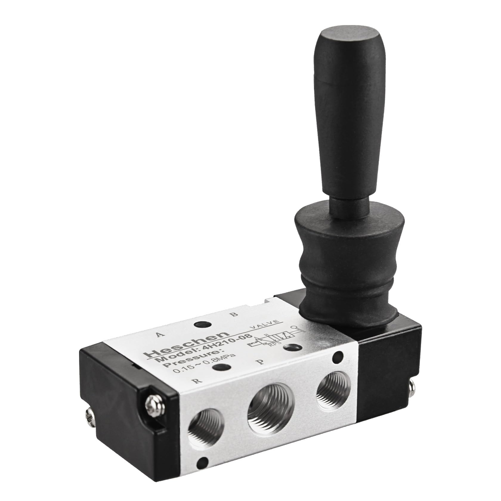 Heschen Pneumatic Hand Pull Mechanical Valve 4H210-08 2 Position 5 Way PT3/8 Manual Control Push-Pull with Fittings and Muffler (4H210-08)