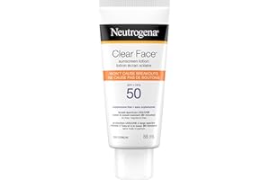 Neutrogena Clear Face Sunscreen Lotion for Acne-Prone Skin, Broad Spectrum SPF 50 UVA/UVB Protection, Oil-, Fragrance- & Oxyb