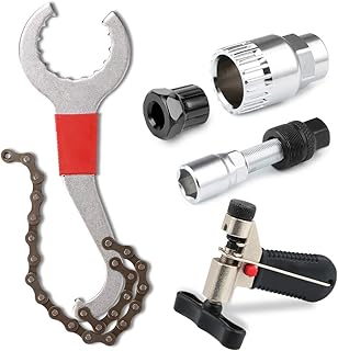 Fengzio Fahrrad Zahnkranzschlüssel+ Fahrrad Ketten Werkzeug + Fahrrad Kurbelabzieher+Tretlager-Entferner+ Kassettenabzieher Innenlager Werkzeug Kassette Werkzeug Profi Fahrrad Reparatur Werkzeug Set