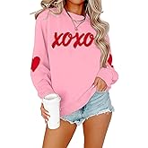 MAXIMGR Valentines Sweatshirt Women Teacher Valentine Shirts sequin Love Heart Graphic Tee Valentine's Day Gift Pullover