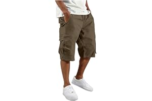 Mens Cargo Shorts Big and Tall Knee Length Bermuda Shorts Casual Summer Relaxed Fit Workout Gym Short with Pockets