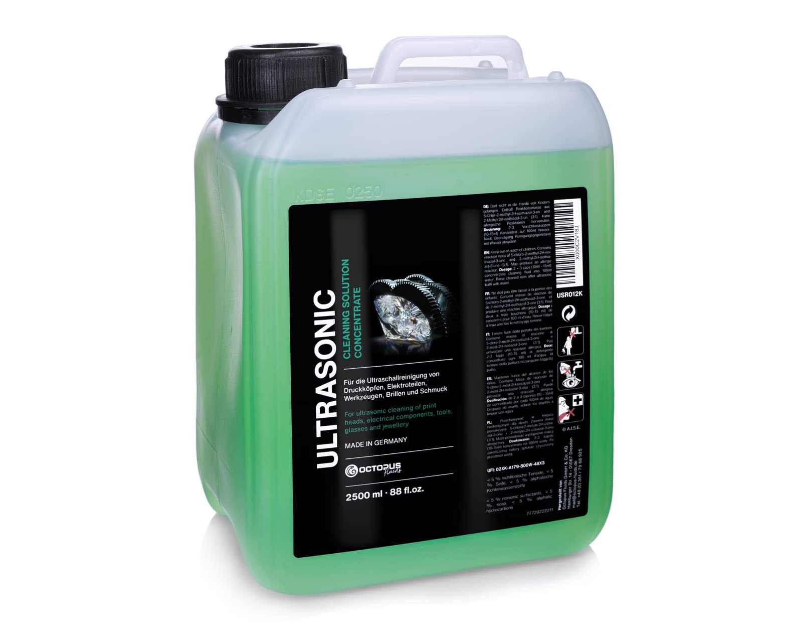 OCTOPUS powerful ultrasonic cleaner, concentrate for use in ultrasonic cleaner, glasses cleaner, mechanics and printing technology cleaner 2,5L (2500ml)
