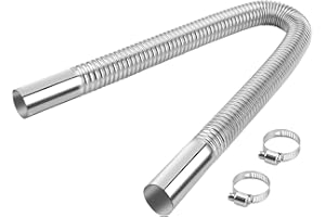 LIVOCCUR 1 inch Stainless Steel Exhaust Hose,23.6" Flexible Exhaust Pipe,Diesel Heater Flexible Exhaust Tubing with 2 Hose Clamps Generator Exhaust Hose Parking Air Heater Fuel Tank Diesel Gas