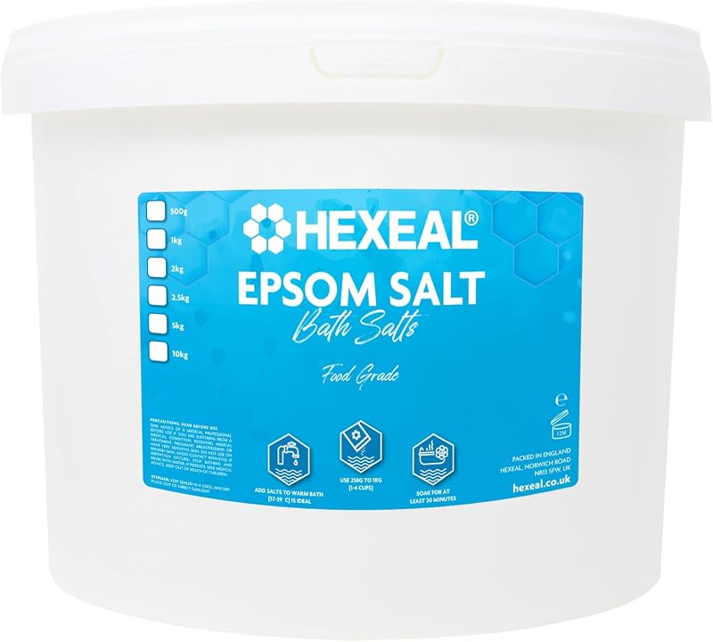 Hexeal Epsom Salt 10kg – FCC Food Grade Magnesium Sulphate Bucket