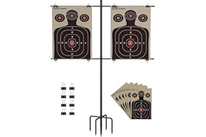 Ardier Adjustable Shooting Target Stand with 5-Prong Base, Portable Steel Target Holder with 9 Clips and 15 pcs Paper, Ideal Hunting Accessories for Outdoor Shooting Range