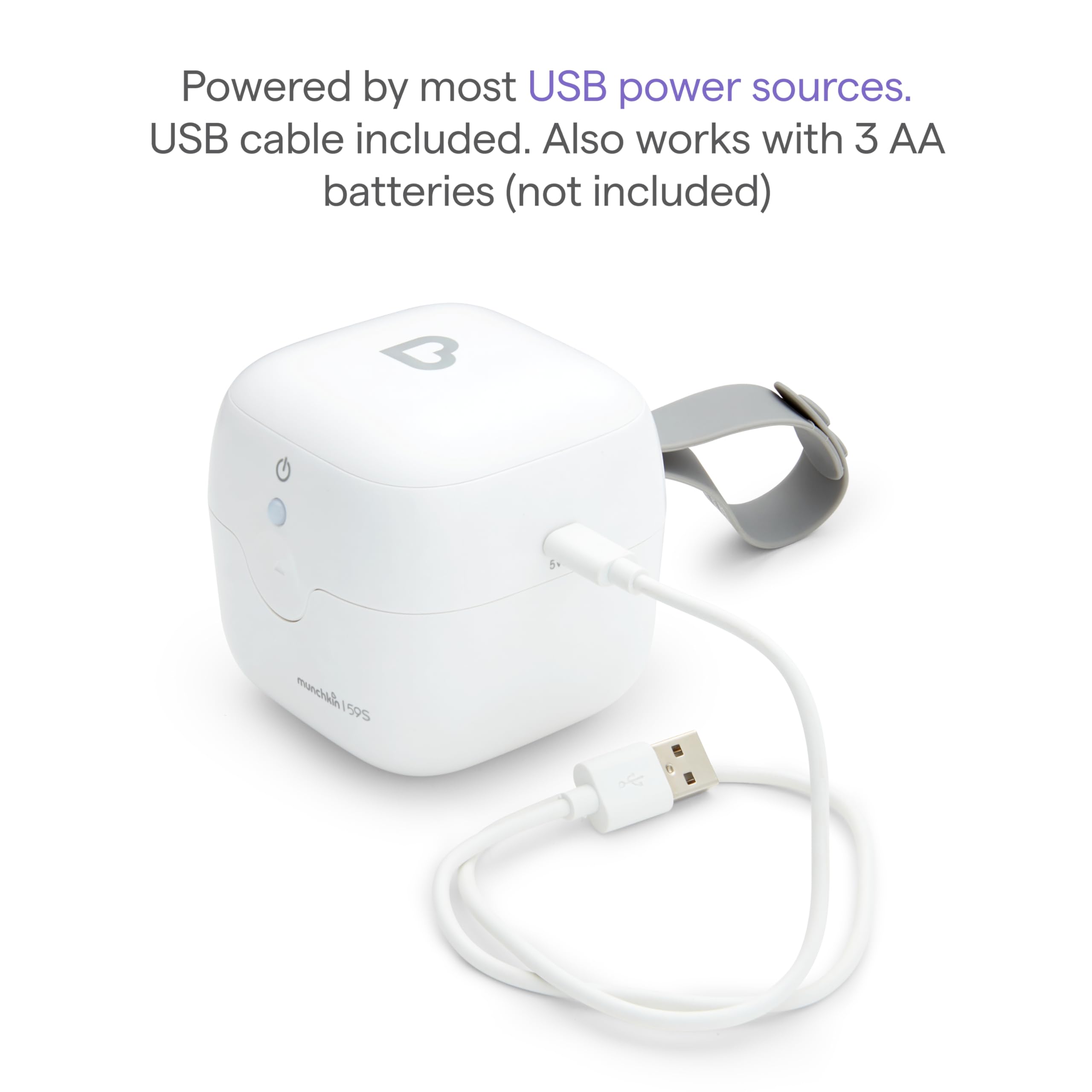 Munchkin Portable UV-C Cleaner for Pacifiers, Teethers and More, White