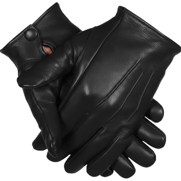 Men's Dress Leather Gloves (Medium, Black) at Amazon Men's Clothing store