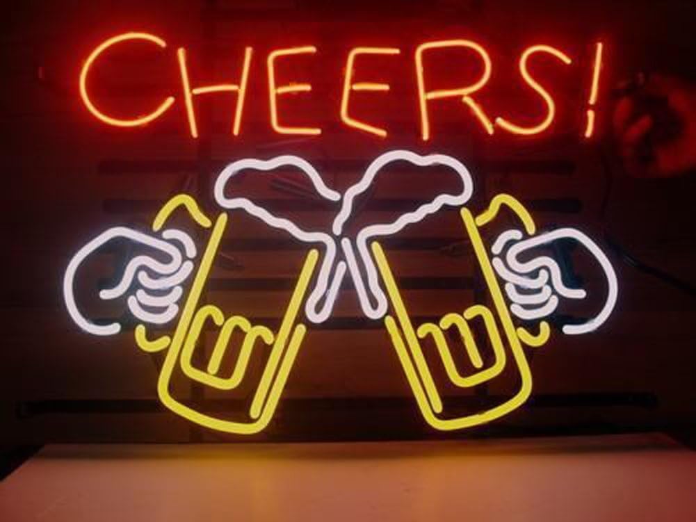 Cheers Beer Real Glass Neon Light Sign Home Beer Bar Pub Recreation