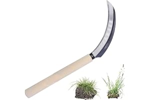 Elegital Kana Hoe 217 Japanese Garden Tool - Hand Hoe/Sickle is Perfect for Weeding and Cultivating. The Blade Edge is Very Sharp., Beige-a,
