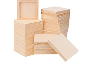 Geytetqi 30 Pack Unfinished Wood Canvas Boards for Painting, 6 x 6 Inch Square Wooden Panels, Wood Panels Boards for Crafts and Painting, DIY Handicrafts, Home Decoration（Thickness 0.98 Inch）