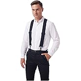 LazarsSpace Hook On Suspenders for Men Heavy Duty X Back 2 Inch Adjustable Elastic Straps