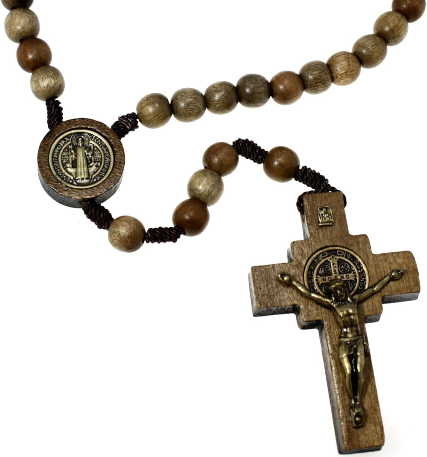 Alexander Castle Our Father Solid Wooden Rosary Beads Catholic (Handmade, Brazilian Walnut) with St Benedict Junction - Image 5