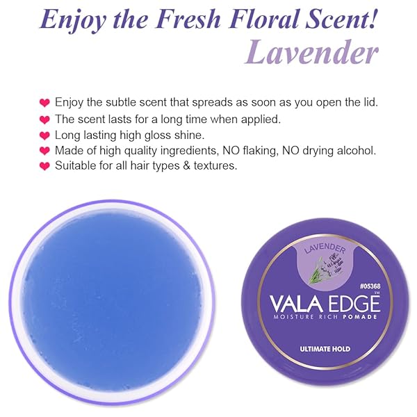BEAUTY TOWN VALA EDGE CONTROL GEL – ULTIMATE HOLD, HIGH SHINE, BRAIDING POMADE FOR LOCS, BRAIDS, AND EDGES (LAVENDER – 3.38 FL OZ)