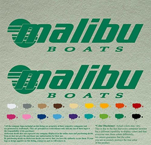 Pair of Malibu Boats Outboards Decals Vinyl Stickers Boat Outboard Motor Lot of 2 (24", Green 061)