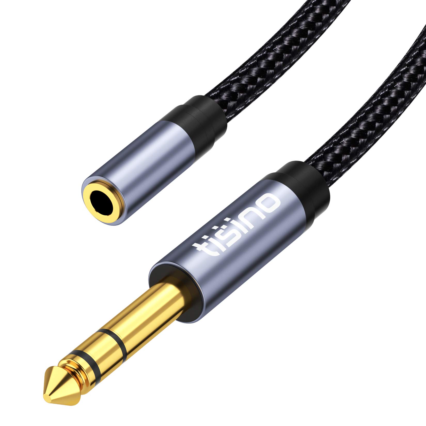 Photo 1 of Tisino 1/4 to 3.5mm Headphone Adapter, 1/4" Male to 1/8" Female Extension Audio Cable for Headphones, Amplifiers, Guitar Amp, Keyboard Piano, Home Theater, Speaker, Mixing Console - 1 feet