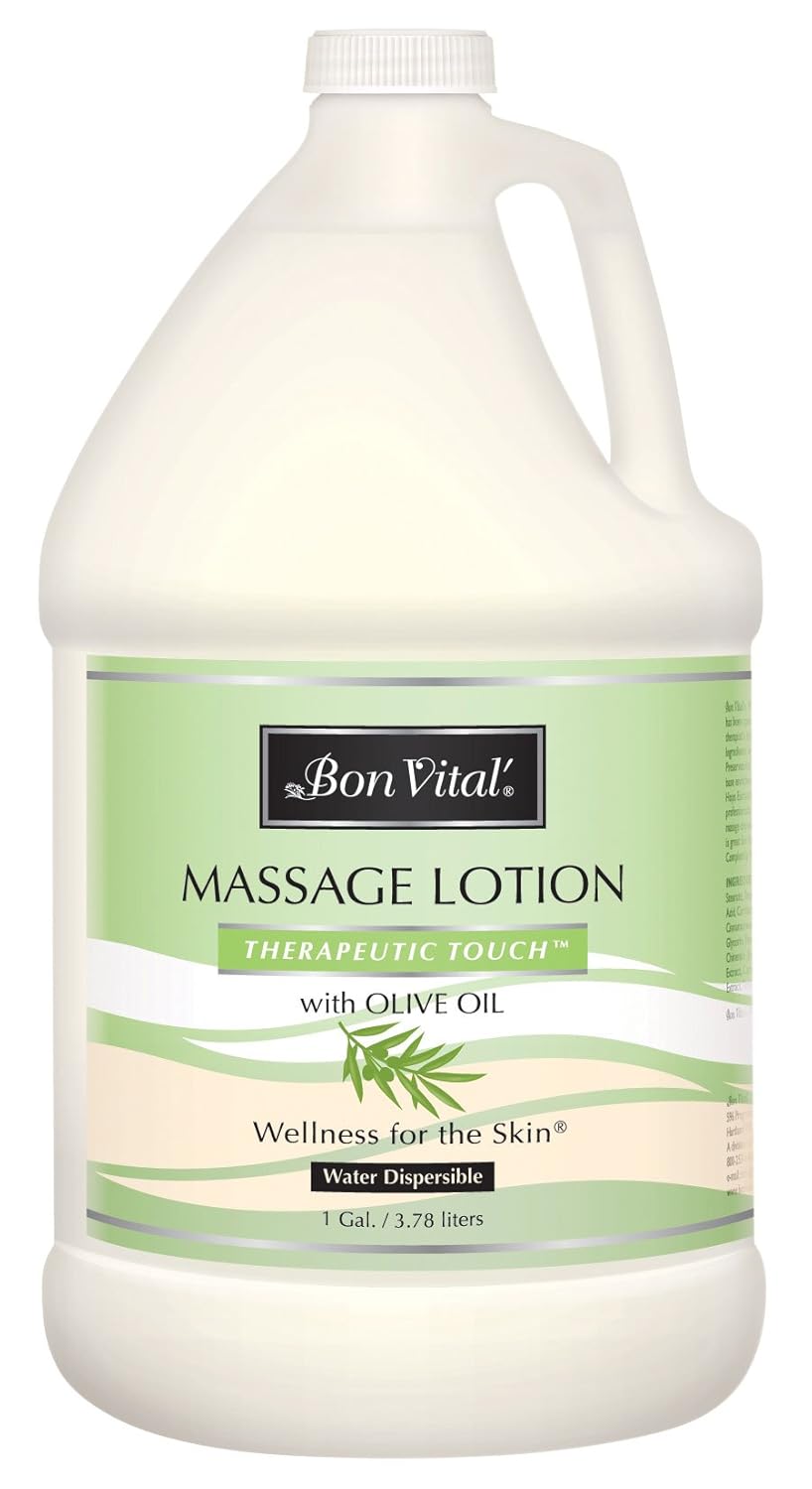 Bon Vital' Therapeutic Touch Massage Lotion Made with Olive Oil to Repair Dry Skin & Soothe Sore Muscles, Best Skin Therapy Lotion, Moisturizes Skin During Massages for Smooth, Soft Skin, 1 Gal Bottle: Industrial & Scientific