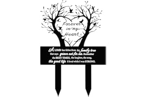 Metal Heart Tree Garden Stake Memorial Plaque, Grave Marker Cemetery Decor for Mom and Dad, Remembrance Commemorative Sign fo