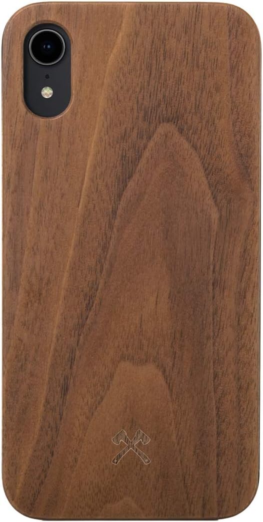 Woodcessories - Case Compatible with iPhone Xr of Real Wood, EcoCase Classic (Walnut/Black)