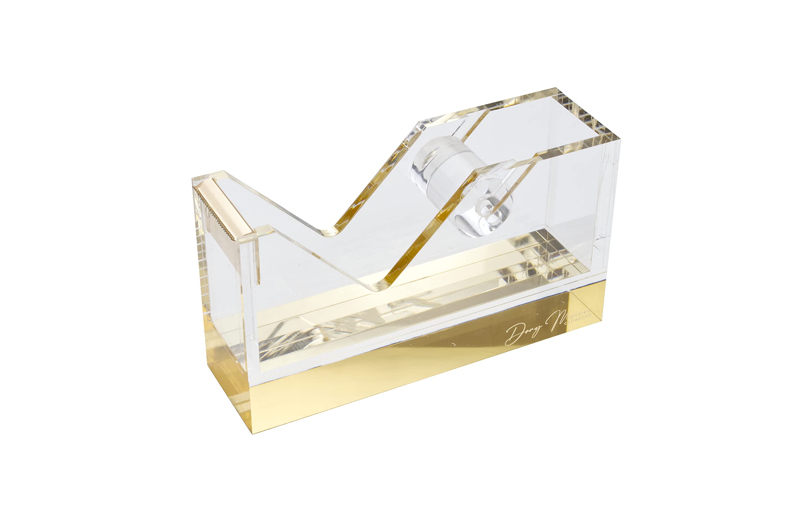 Dany Marcus Elegant Large Clear Acrylic Tape Dispenser with Gold
