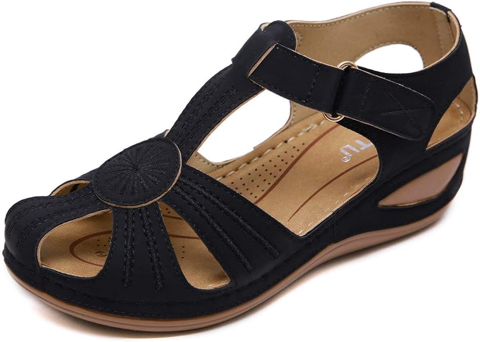 Amazon.com | JOYBI Women Wedge Platform Walking Sandals Comfort Cutout Slip On Hook Loop Casual 