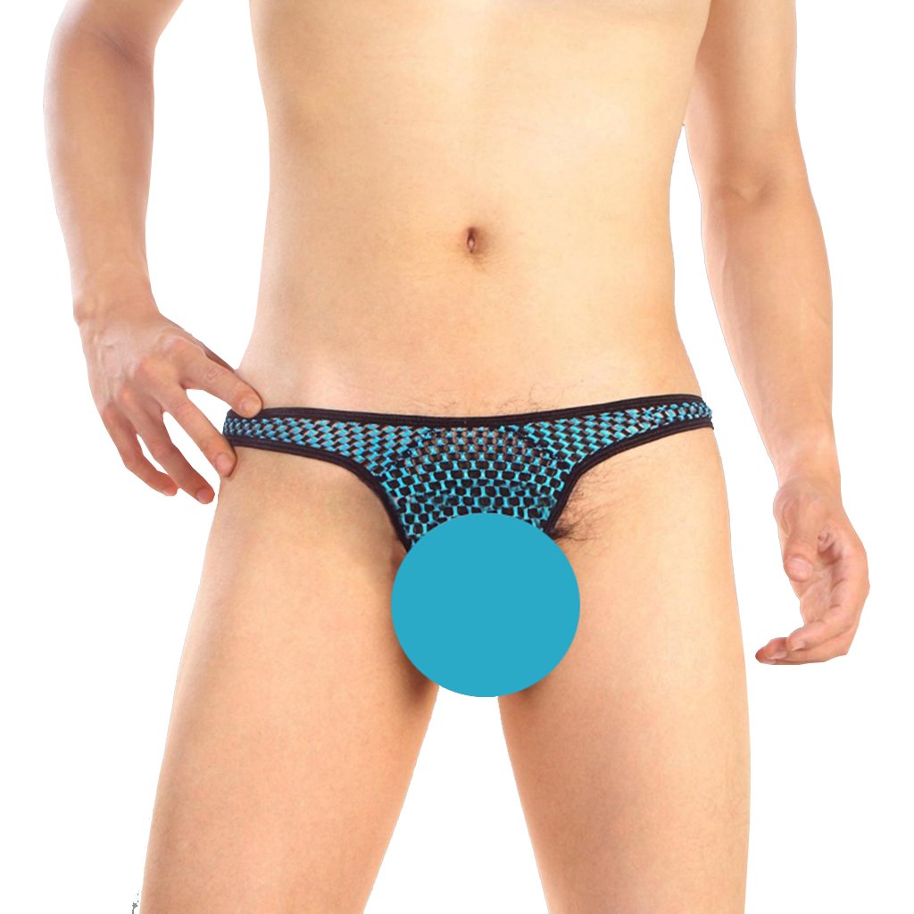 KHUFUZI Men\'s Sexy Hollow Out Under Panties Breathable Thong See Though Underwear