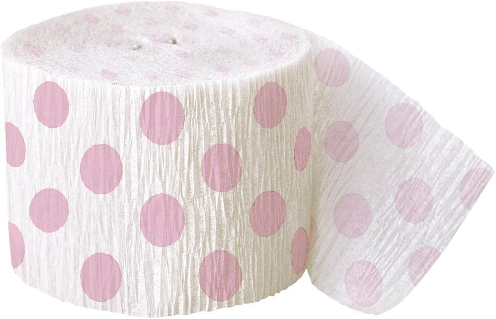 Amazon Com 30ft Light Pink Polka Dot Crepe Paper Streamers