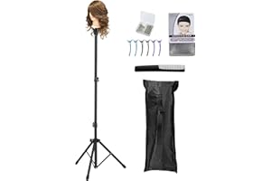 Auroras Mannequin Head Stand, Wig Stand Tripod, Adjustable Wig Head Stand with Carrying Bag, Wig Tripod for Cosmetology Hairdressing Training (Mannequin Head Not Included)