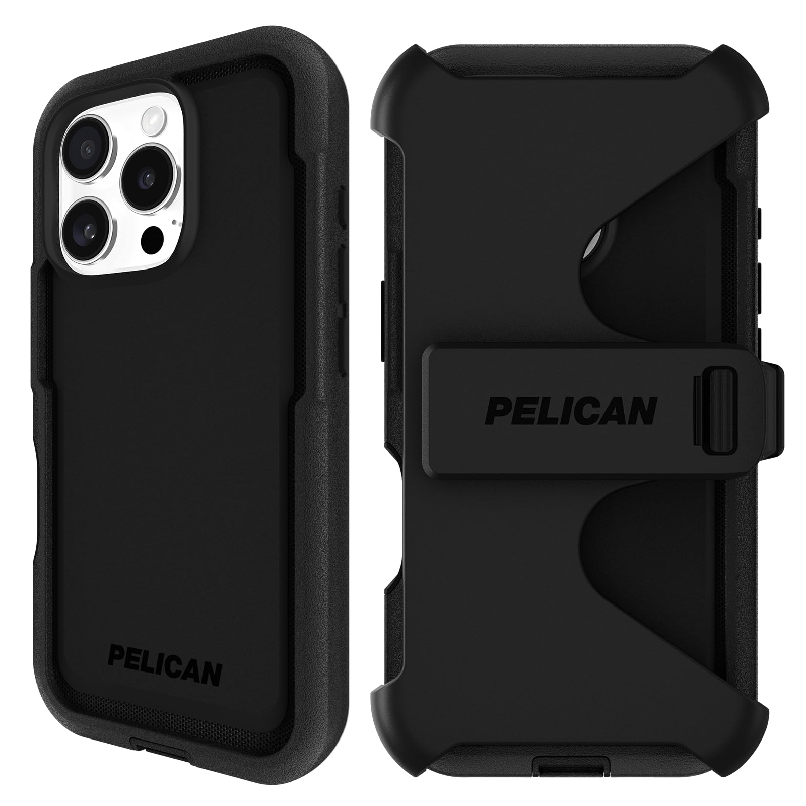 Photo 1 of Pelican Voyager iPhone 16 Pro Case [Compatible with MagSafe] Rugged Phone Case w/ 18ft Military-Grade Drop Protection - Heavy Duty Phone Cover w/Belt Clip Holster for iPhone 16 Pro - Black