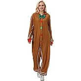 Colorful House Unisex Gingerbread Man Costume Adult Christmas Onesie Pajamas Couple Christmas Costume
