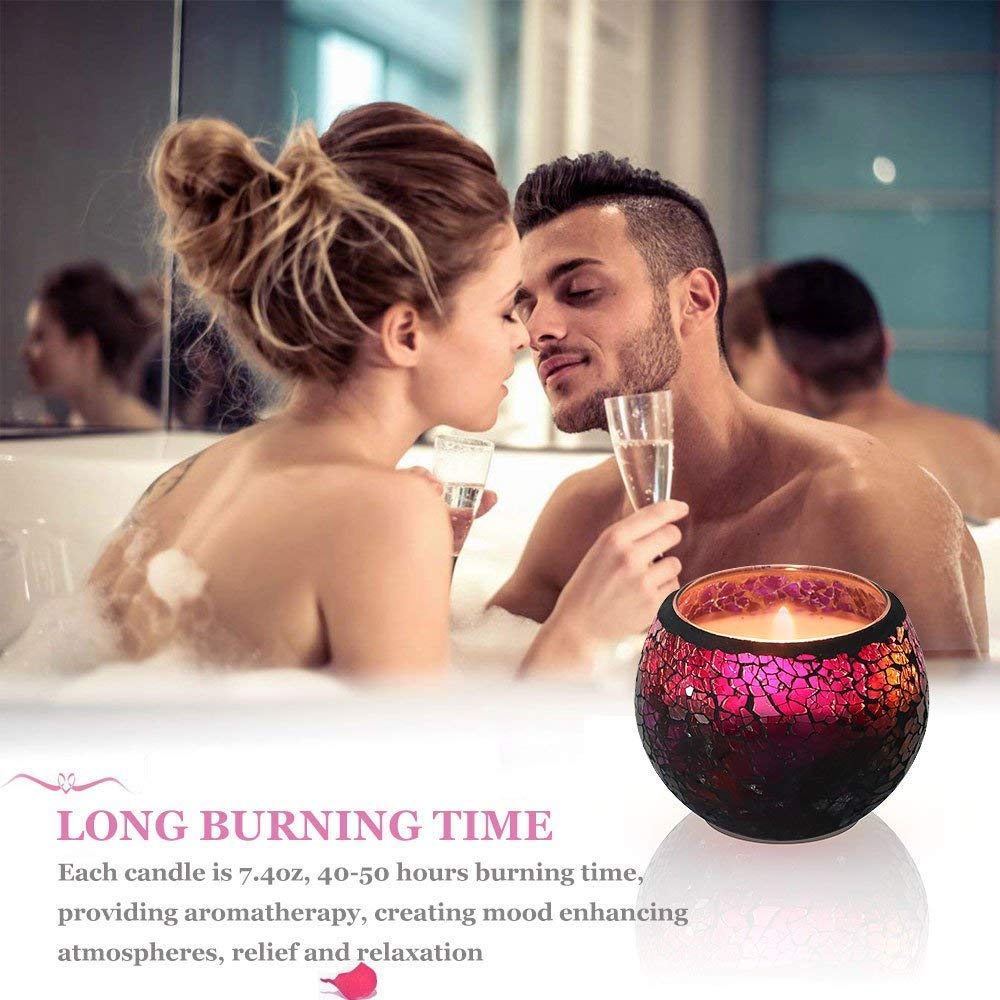 U2C Scented Candle Gift Set, Handmade 7.4oz x 2 Pack Scented Lavender Travel Candle, Large Glass 100% Soy Wax Candle for Stress Relief and Aromatherapy, Indoor and Outdoor Use, Candles