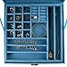 Bantoye Double-Layer Jewelry Box Suede Lint Square Display Storage Case with Lock Blue 10.4