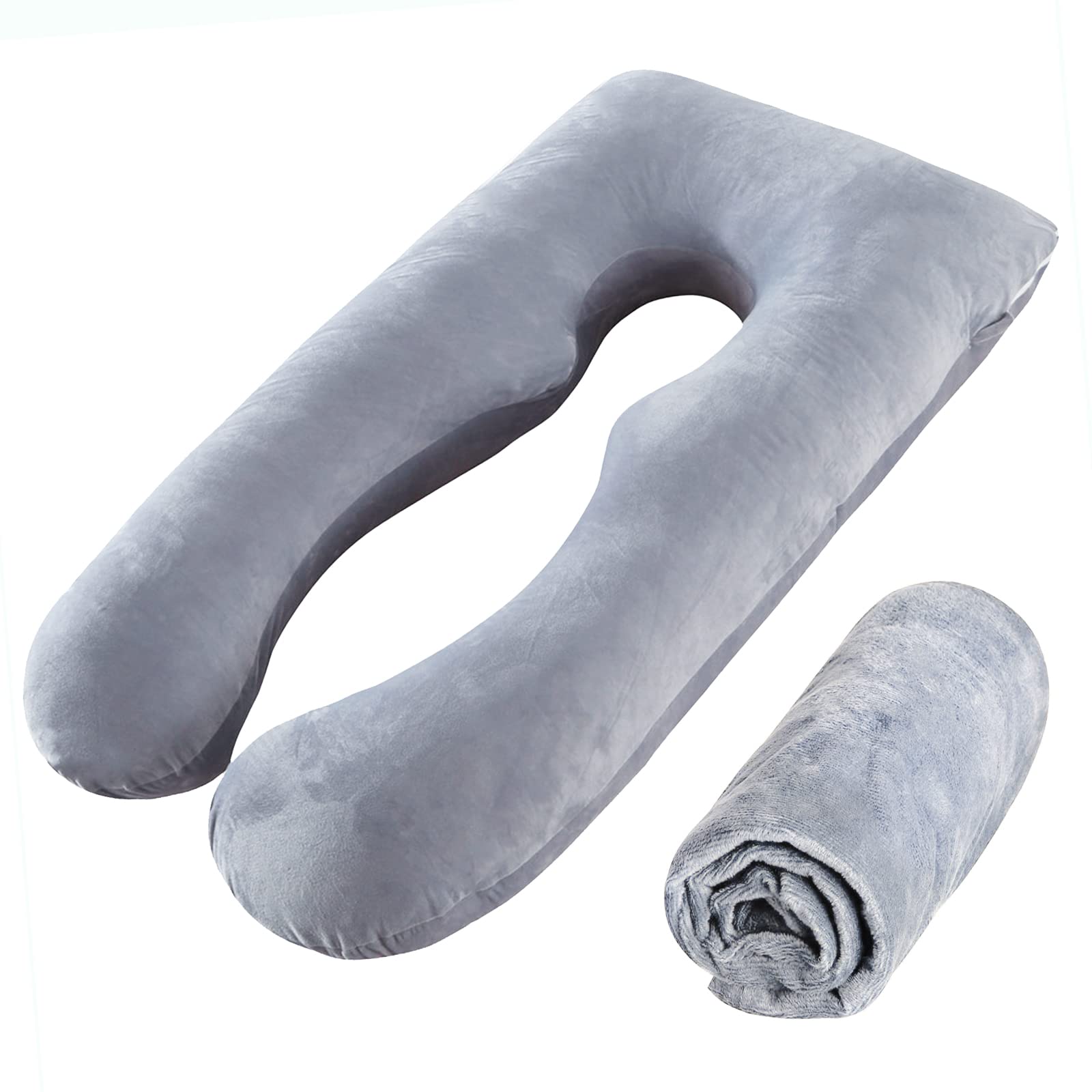 Photo 1 of SLIGUY Pregnancy Pillow Cover U Shaped, 57-Inch Replacement Pillowcase, Used for Maternity Pillows, 100% Velvet, Double Zipper Stretch Fabric, Super Soft, Universal Type