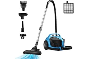 SWEEPCENT Canister Vacuums 45Kpa 1600W Canister Vacuum Cleaners for Home Double HEPA Filter 4.5Qt Bagless Vacuum Cleaner Lightweight Canister Vacuum Cleaner for Hard Floors Carpet Pet Upholstery Tiles Car Blue