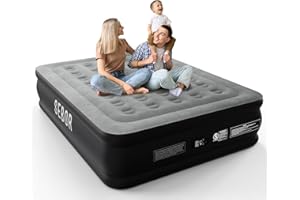 Sebor Queen Air Bed with Built-in Pump, 18" Durable Self-Inflating Air Mattress with High-Speed Air Pump, Comfortable Blow Up Mattress, Inflatable Bed for Guests, Camping, Travel