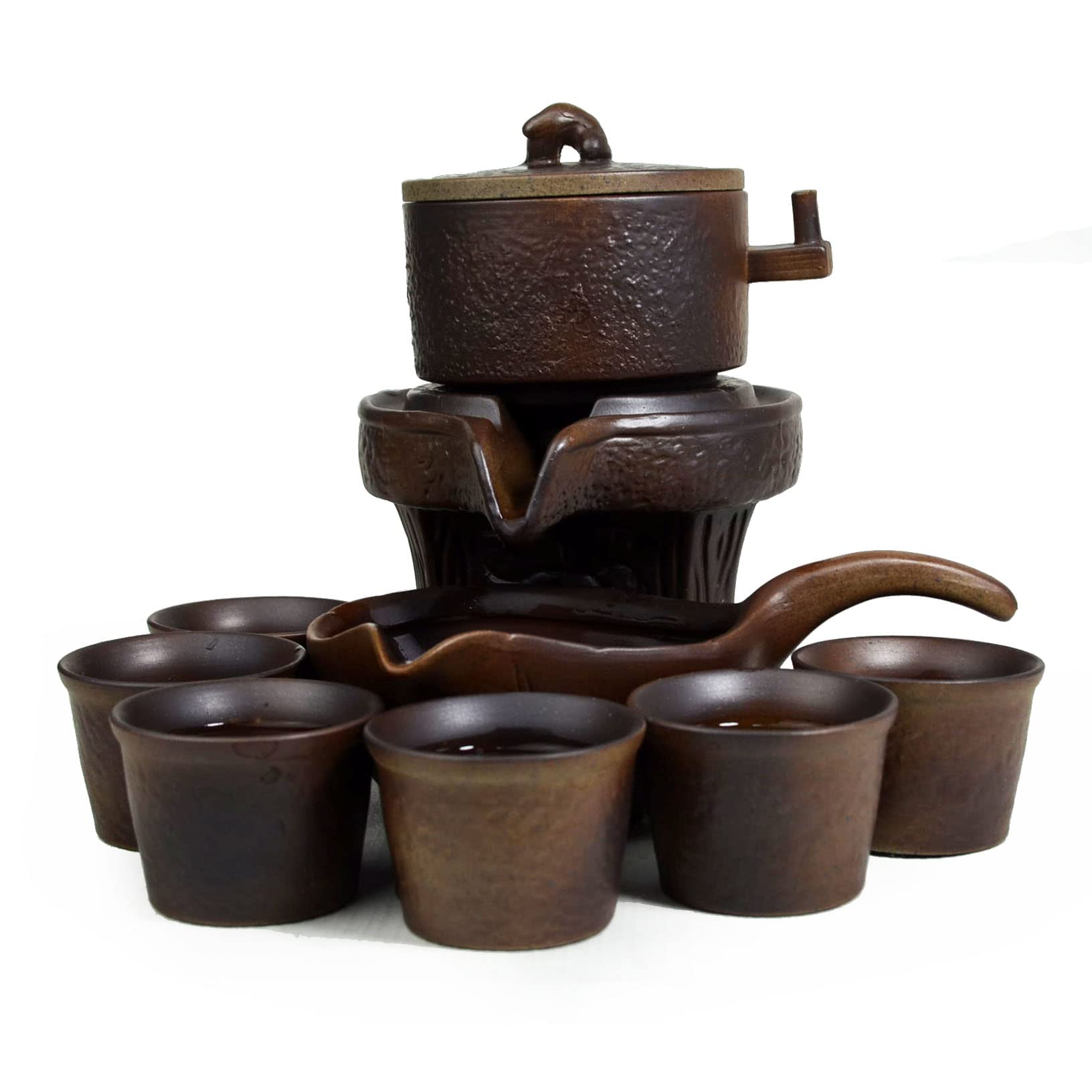 Teapot Teacup Set Chinese Dragon Gongfu Tea Tools Pot Cups Semi-automatic millstone Fengshui