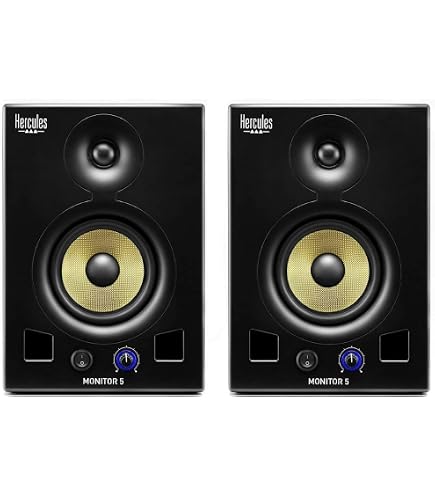 Hercules DJMonitor 42 - Paire D'Enceintes Monitoring Actives 20W RMS Pour Studio Et DJ