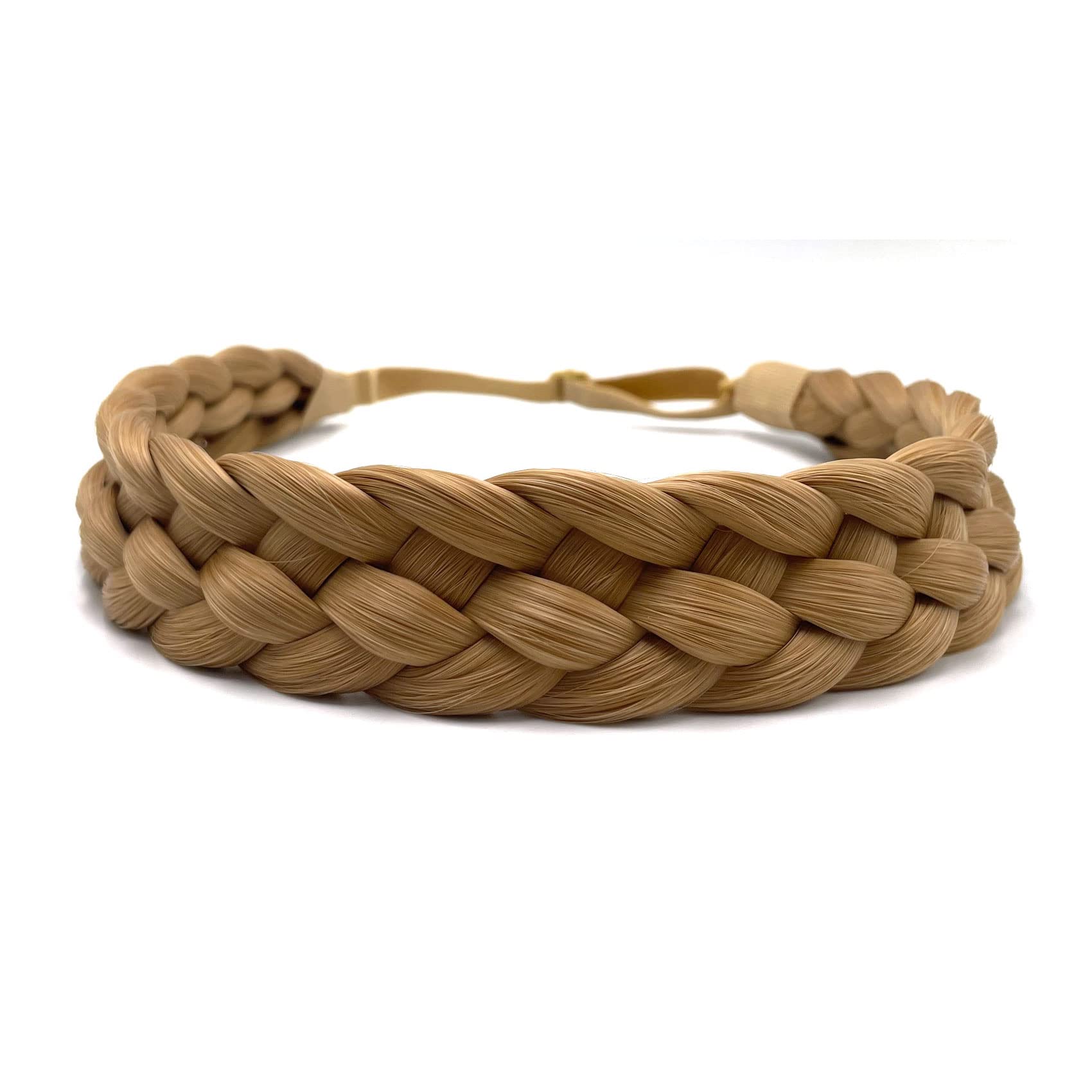 TOECWEGR Braided Hair Band 5 Strands Braids Hair Scrunchie Classic Chunky Elastic Synthetic Headband Women's Beauty Accessories (Apricot Colour)
