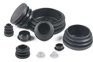 LEELOON 208 Pieces Mixed Sizes Round Plastic Plugs,Pipe Tubing End Cap, Round Plastic Tubing Plug, Durable Chair Glide for Chair Table Stool Leg,Pipe,Round Plastic Tubing,Tube Pipe Hole (Round)