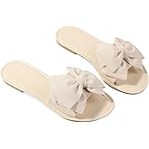 GORGLITTER Women's Bow Flat Sandal Open Toe Slippers Comfy Trendy 2025 Summer Beach Sandals Lightweight