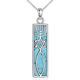 HKPATOP Sterling Silver Bar Pendant Necklace Messianic Seal Mezuzah/Celtic Knot/Mountain/Thistle/Tulip Jewelry Gifts for Women Men