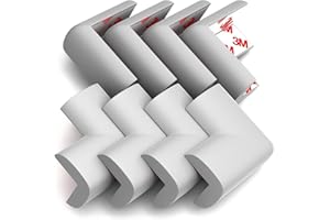 KOMFORTOLOGY 8-Pack Corner Protectors Baby Proof, Furniture Corner and Edge Safety Bumpers, Soft Rubber Foam Cushion Covers, 3M Taped Corner Guards, Baby Child Proofing Pads, Table Corner Protectors, Grey