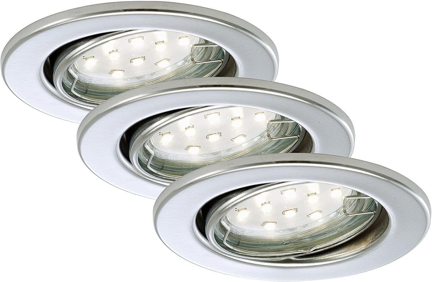 BRILONER Leuchten LED Downlight, Chrome, GU10, 3 W, 230 V, 250 lm, Set of 3