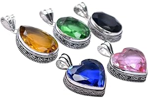 BEADS PLANET JAIPUR 5 PCS Mix Gemstones Ethnic Handmade Pendant Silver Plated Mix Lot PP 16 PP 16