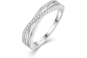 CARICY 925 Sterling Silver Criss Cross Ring Infinity Statement Rings Cubic Zirconia Ring for Women Anniversary Christmas Day Size 5-10