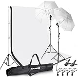 SLOW DOLPHIN Photography Photo Video Studio Background Stand Support Kit with Muslin Backdrop Kits (White Black),1050W 5500K